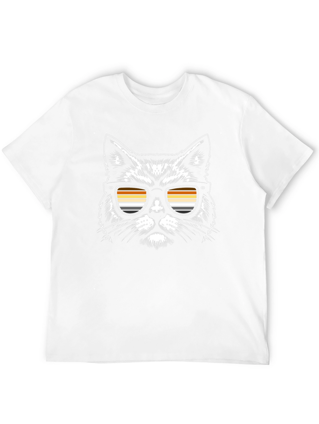 Cool Cat T-Shirt - Retro Striped Sunglasses