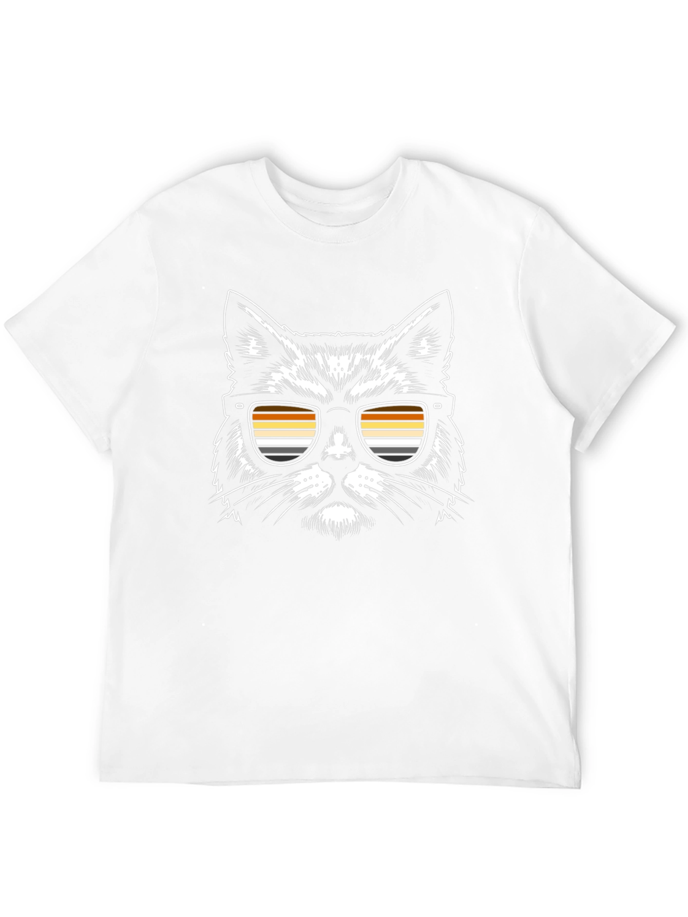 Cool Cat T-Shirt - Retro Striped Sunglasses