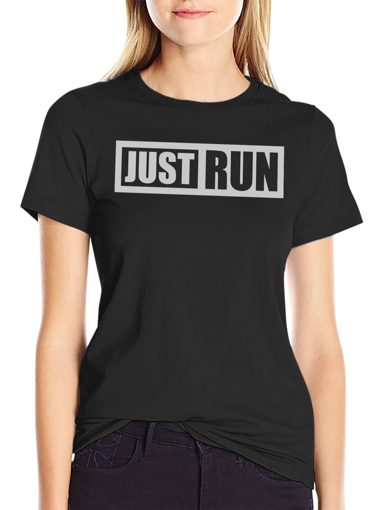 Just Run Graphic Tee - Black Casual Sporty