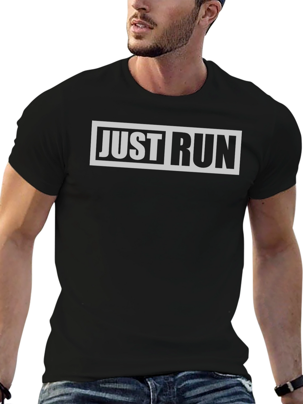 Just Run Graphic Tee - Black Casual Sporty
