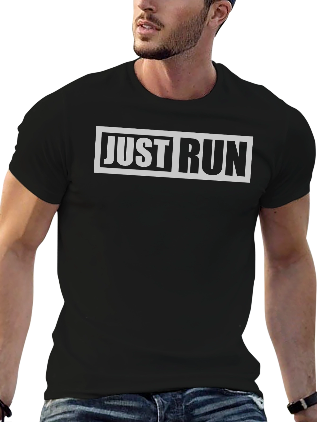 Just Run Graphic Tee - Black Casual Sporty
