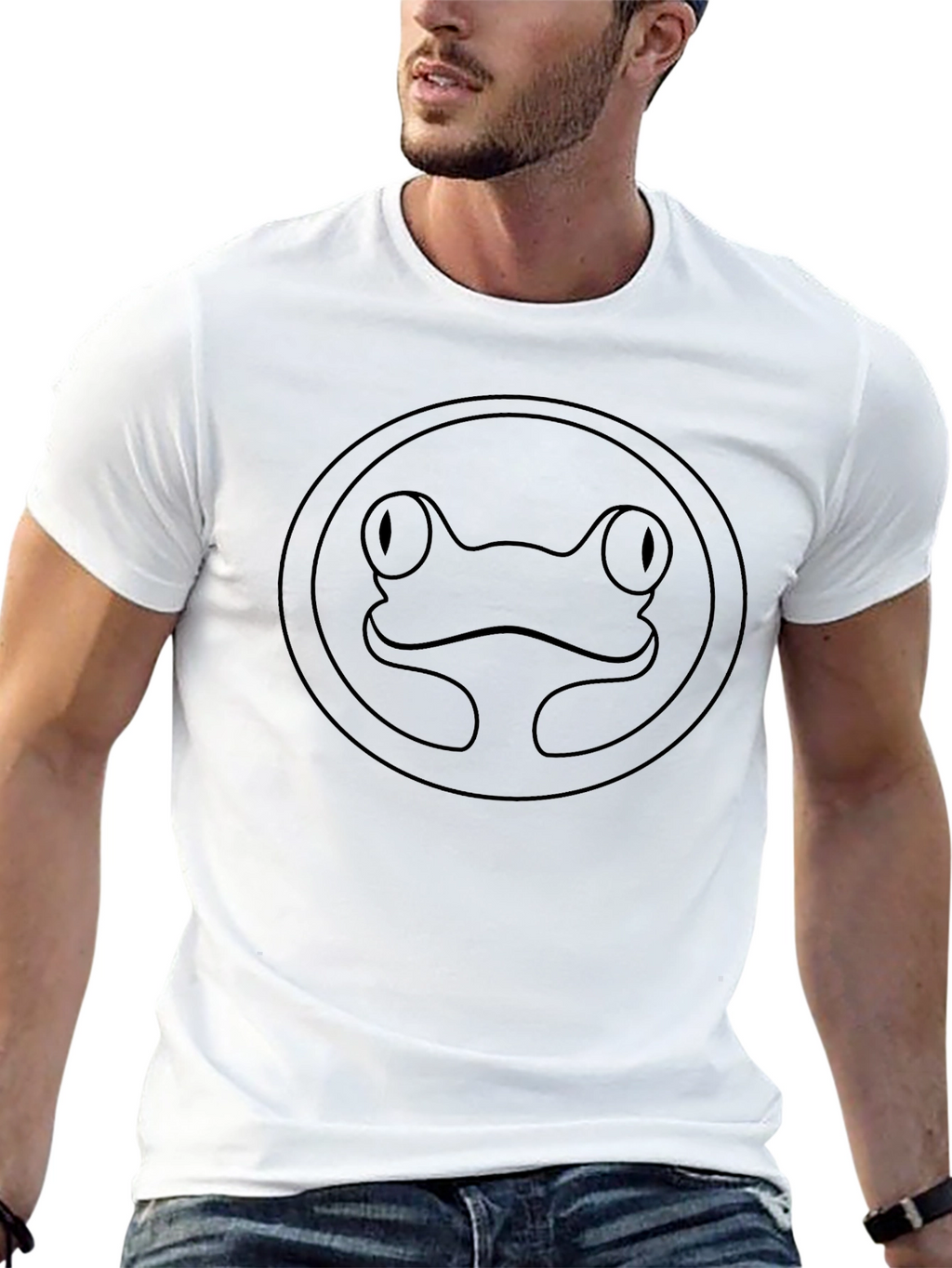 Frog Outline Graphic Tee - Casual Cotton T-Shirt