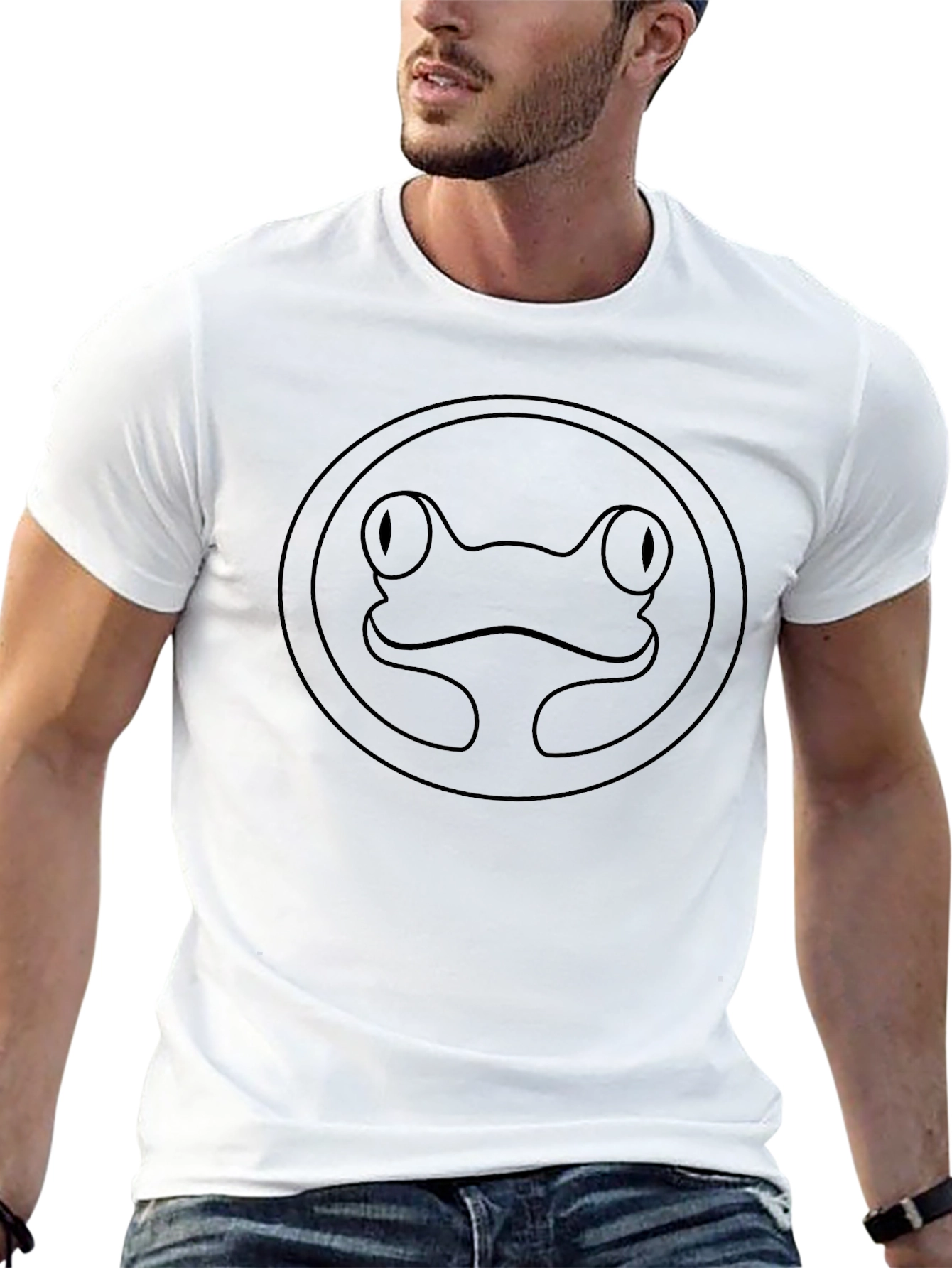 Frog Outline Graphic Tee - Casual Cotton T-Shirt