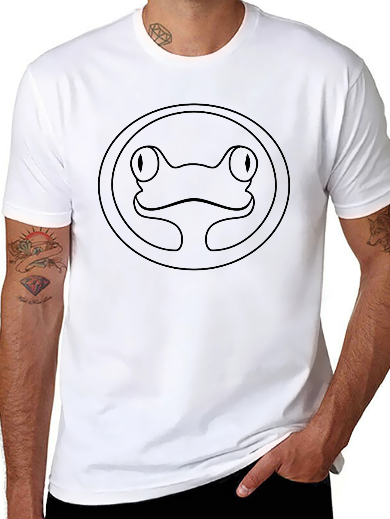 Frog Outline Graphic Tee - Casual Cotton T-Shirt