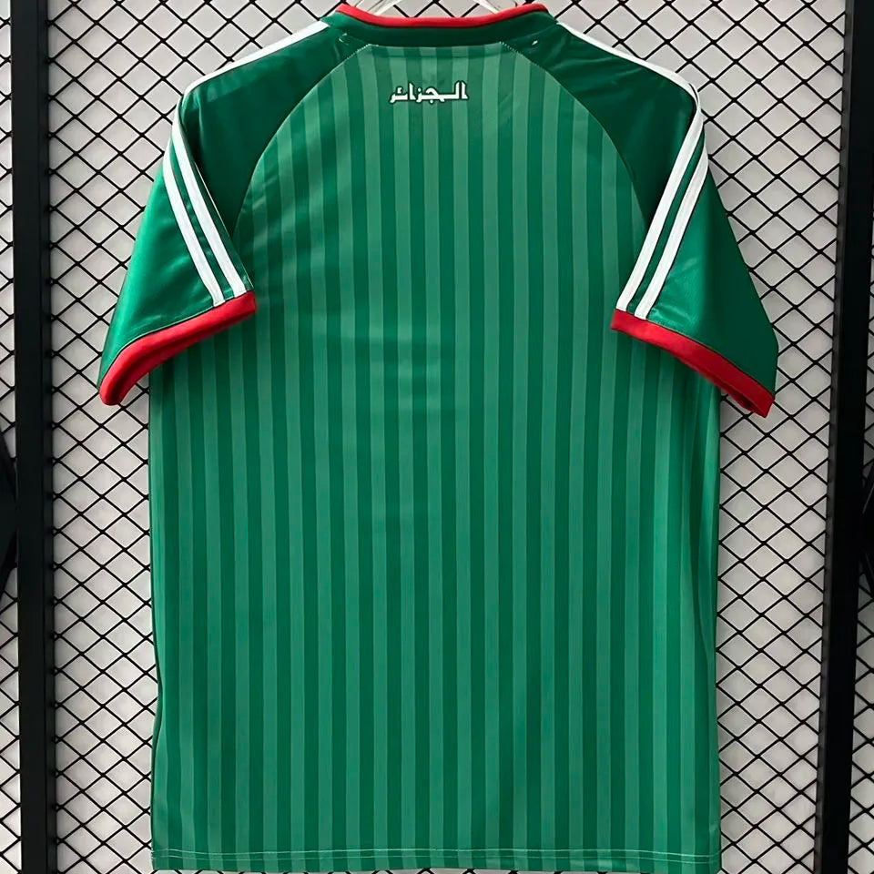 2026/27 Algeria Away Green Fans Soccer Jersey 无星 (Have Right Patch 有右臂章 白底黑字） Detail 1