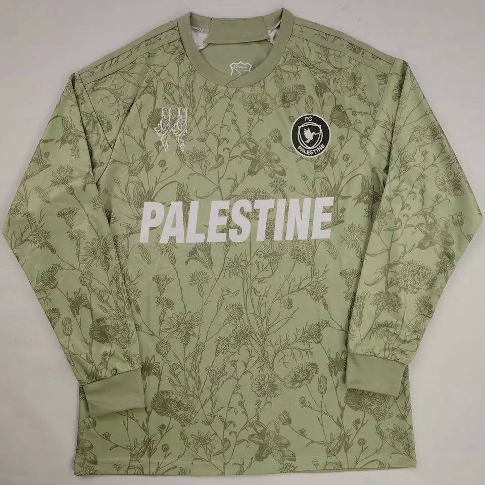 2025 Palestine Retro Style Long Sleeve Soccer Jersey Detail 3