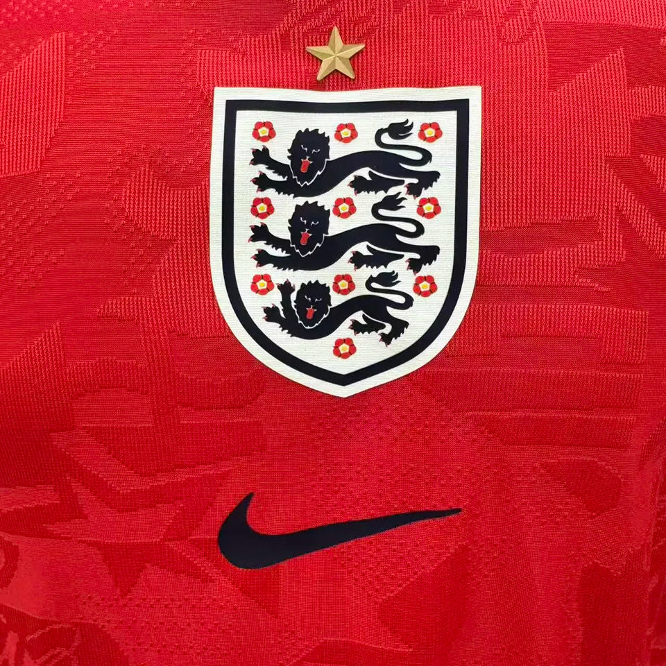 2026/27 England Away Red Player Version Soccer Jersey Detail 1