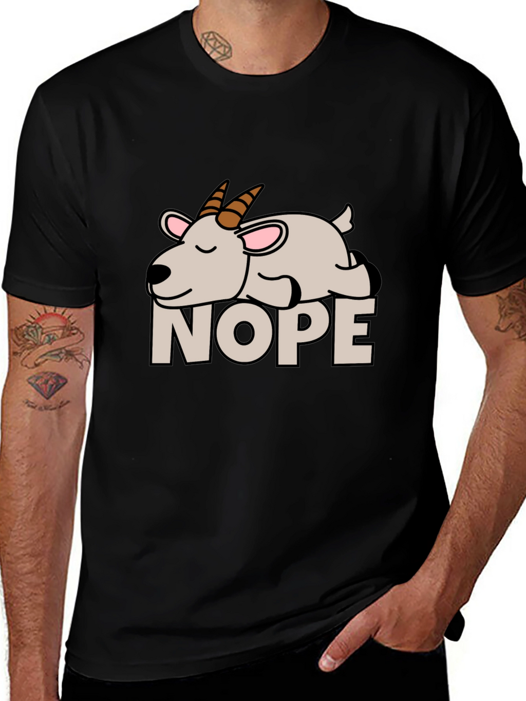 Nope Goat Graphic Tee - Funny Animal T-Shirt