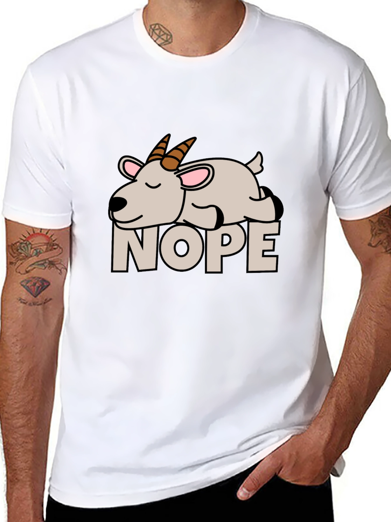 Nope Goat Graphic Tee - Funny Animal T-Shirt