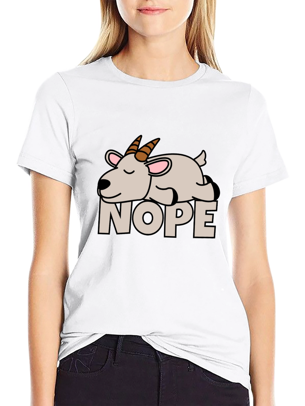 Nope Goat Graphic Tee - Funny Animal T-Shirt