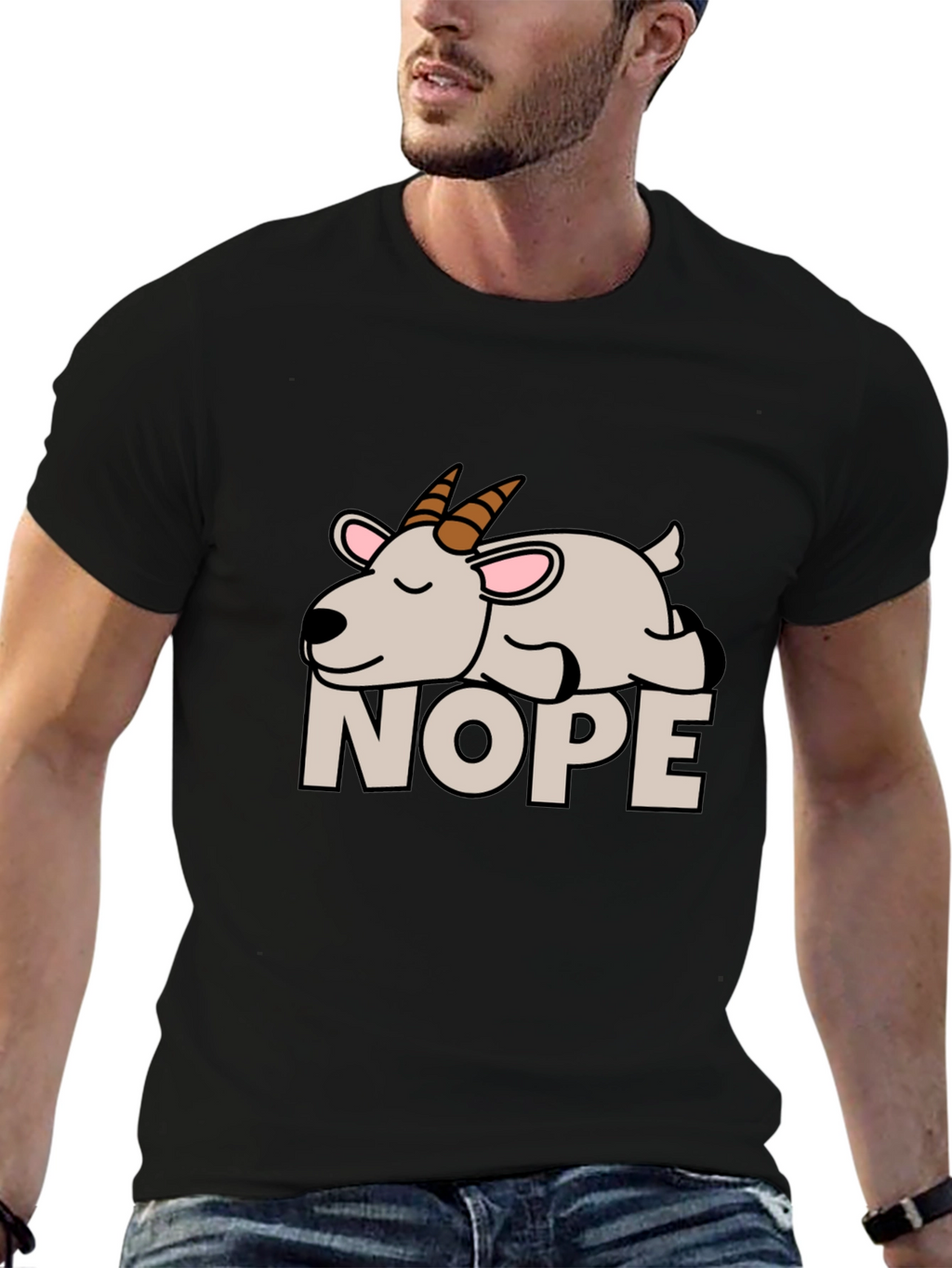 Nope Goat Graphic Tee - Funny Animal T-Shirt