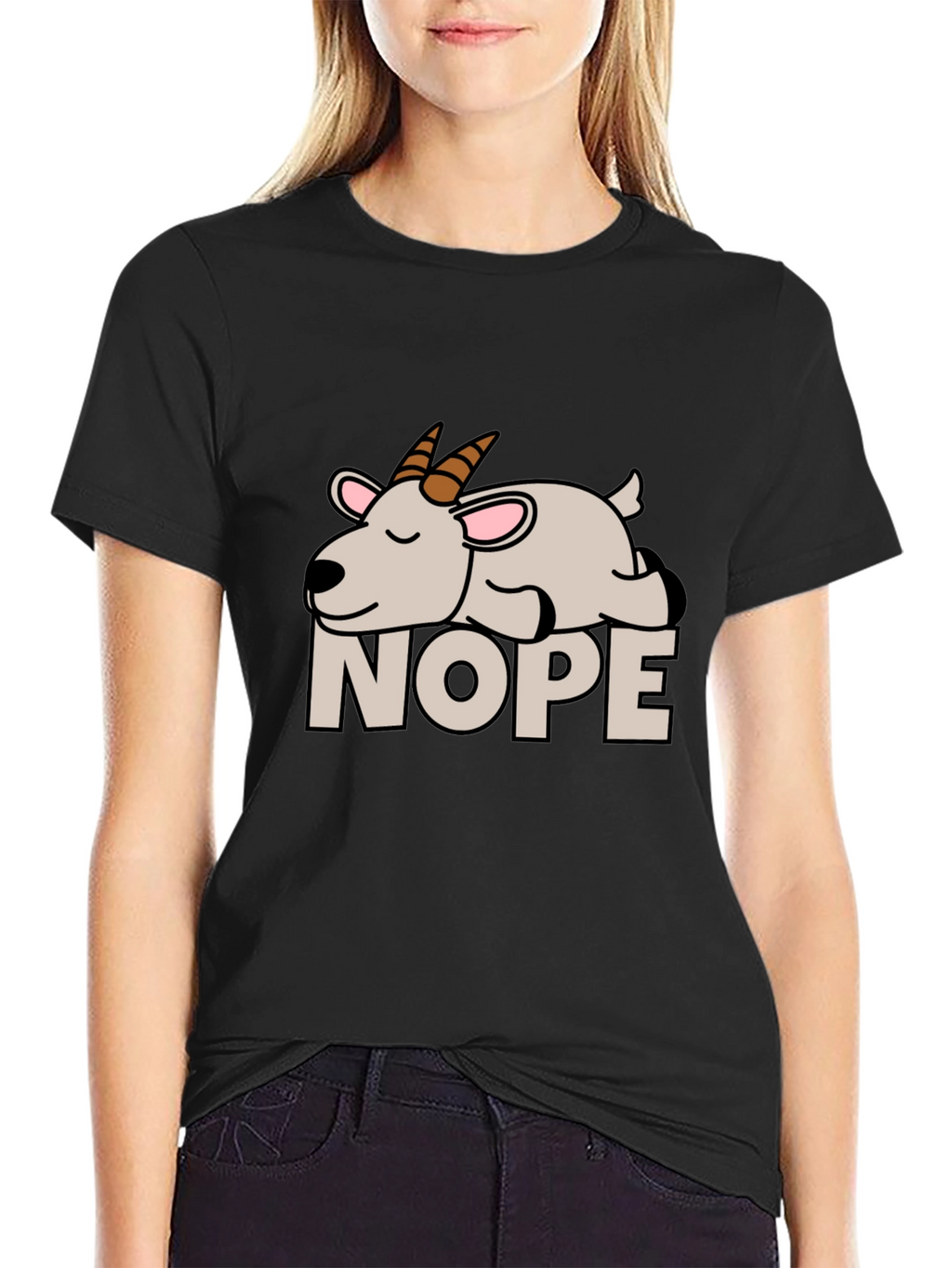 Nope Goat Graphic Tee - Funny Animal T-Shirt