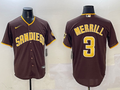 Men's San Diego Padres Jackson Merrill #3 Brown Replica Player Jerseys