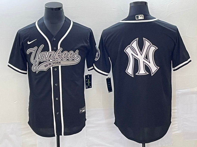 Men's New York Yankees Black Replica Player Jerseys Joint Edition