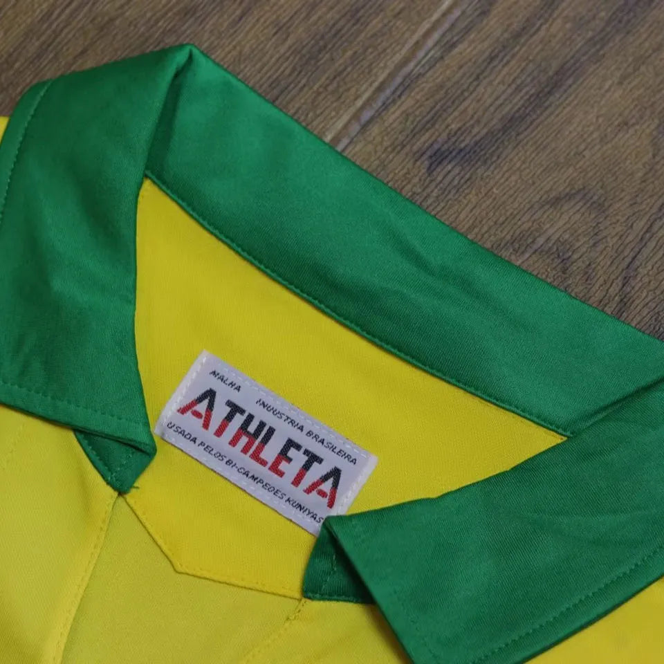 1958 Brazil Home Yellow Retro Soccer Jersey Detail 2