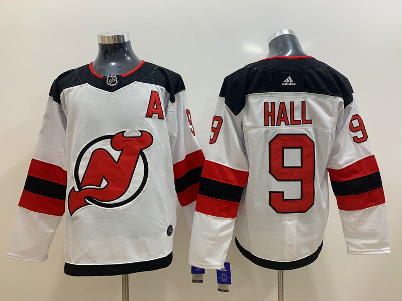 Men's New Jerseys Devils Taylor Hall #9 White Player Game Jerseys