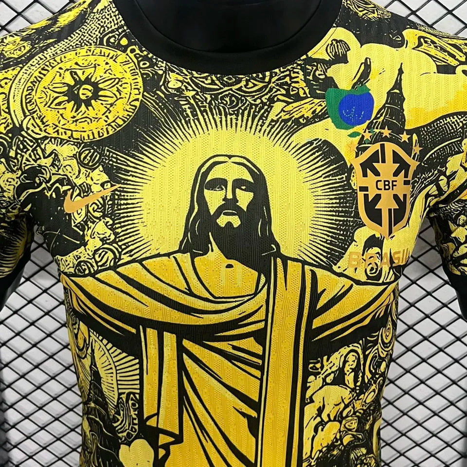 2024/25 Brazil Special Edition Yellow Player Version Soccer Jersey Detail 1