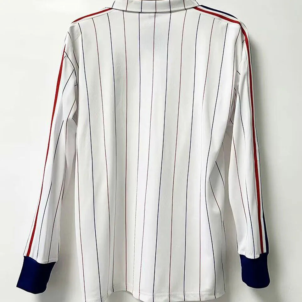 1980/82 France Away White Retro Long Sleeve Jersey Back