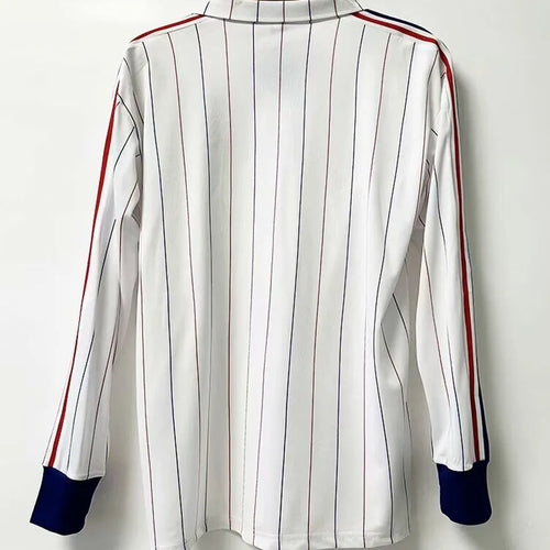 1980/82 France Away White Retro Long Sleeve Jersey Back
