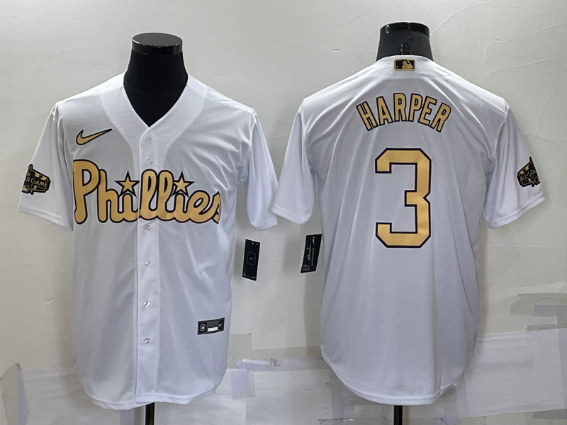 Men's Philadelphia Phillies Bryce Harper #3 White Replica Player Jerseys