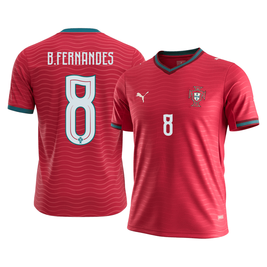 B.FERNANDES#8 Portugal Home Soccer Jersey World Cup 2026 Red Front