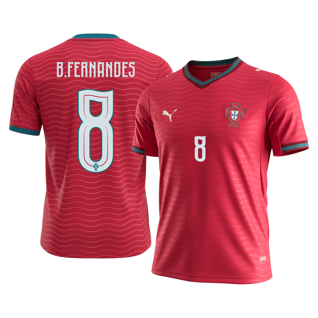 B.FERNANDES#8 Portugal Home Soccer Jersey World Cup 2026 Red Front