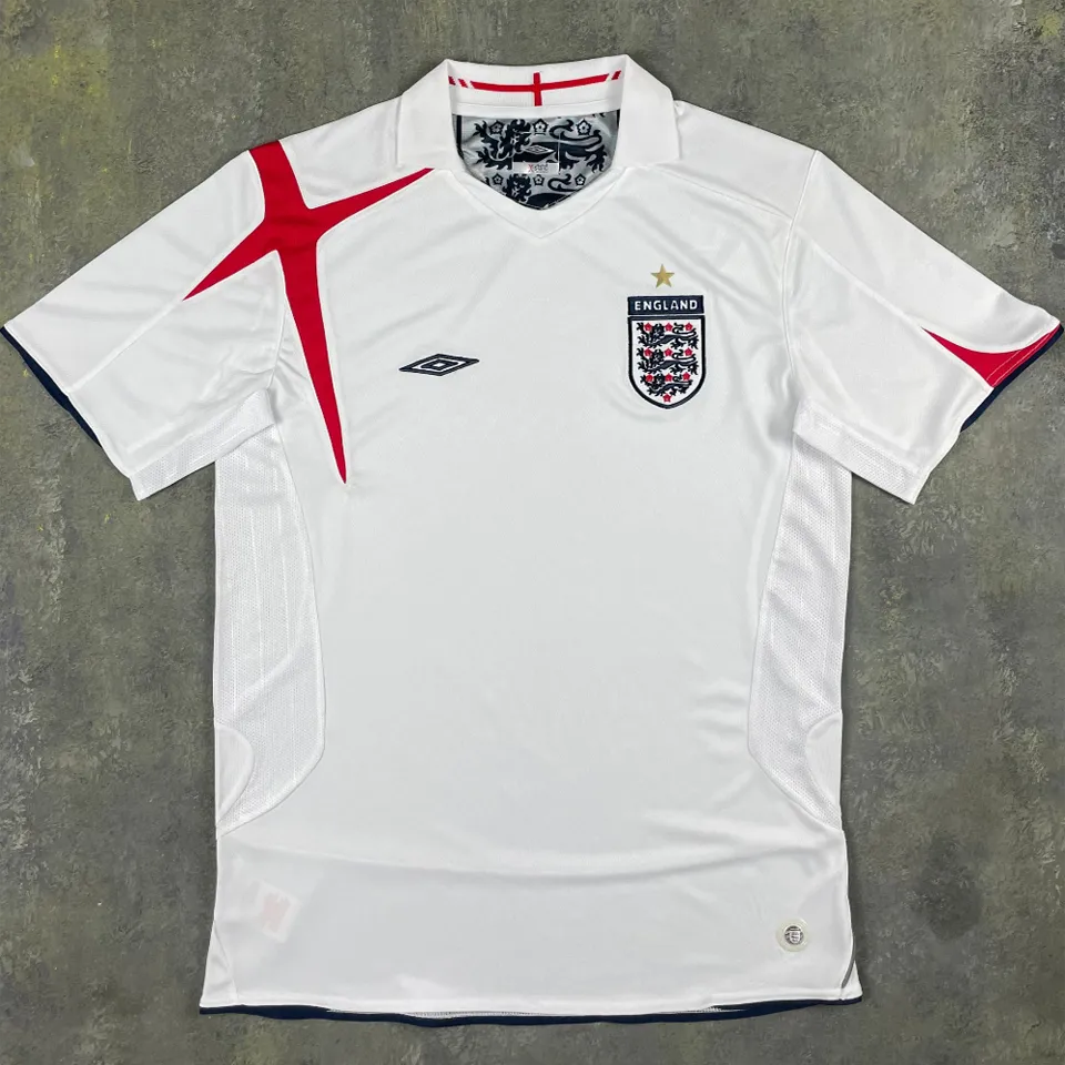 2006 England Home White Retro Soccer Jersey Back