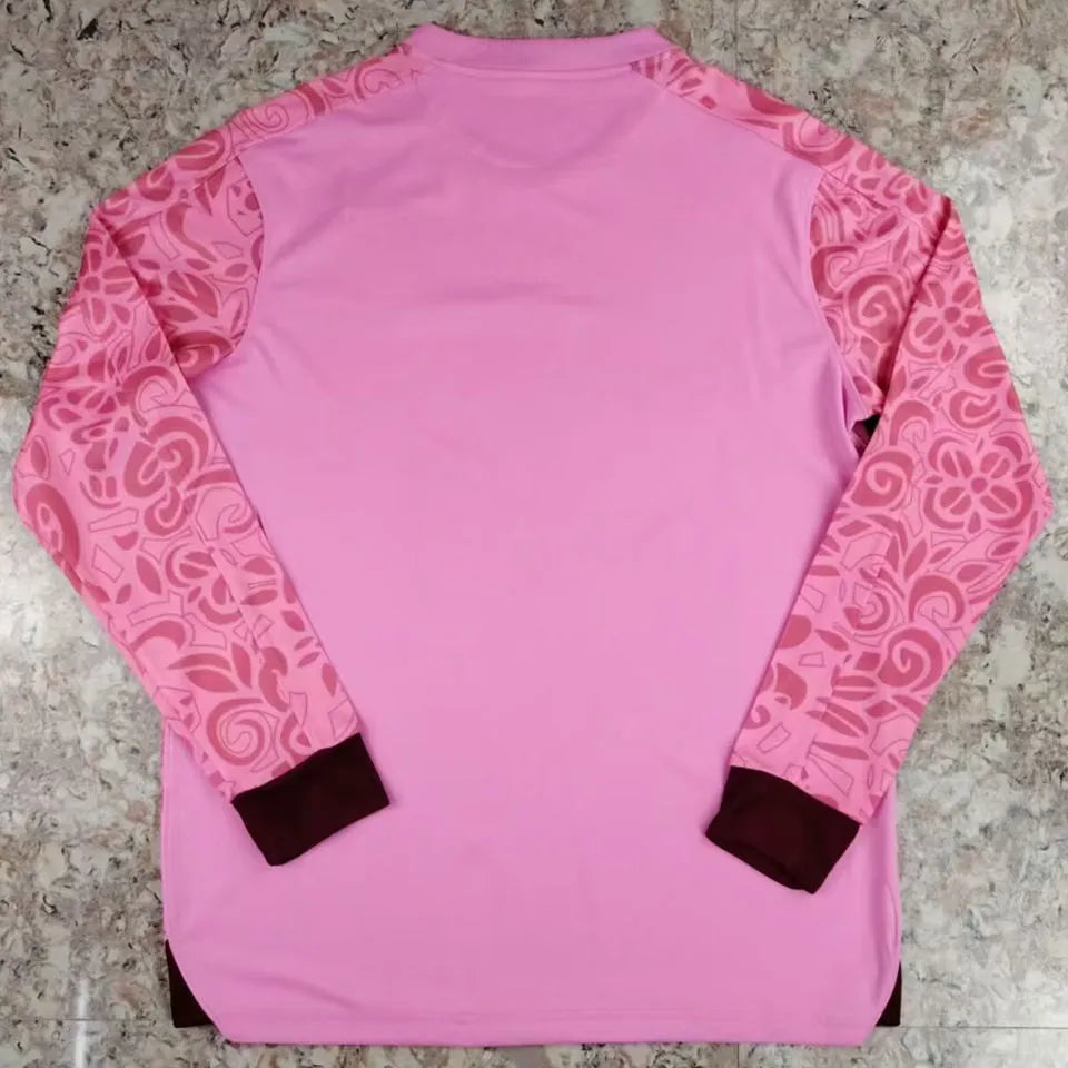 2024/25 Palestine Pink Long Sleeve Soccer Jersey 英文 Back