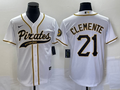 Men's Pittsburgh Pirates Roberto Clemente #21 White Replica Team Jerseys Joint Edition