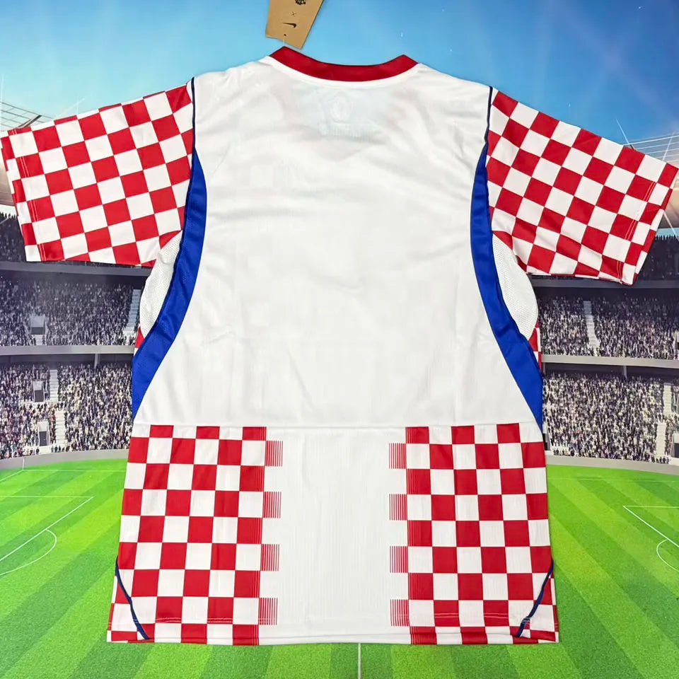 2026/27 Croatia Home Fans Soccer Jersey (Have Right Patch 有右臂章 黑底白字） Detail 1