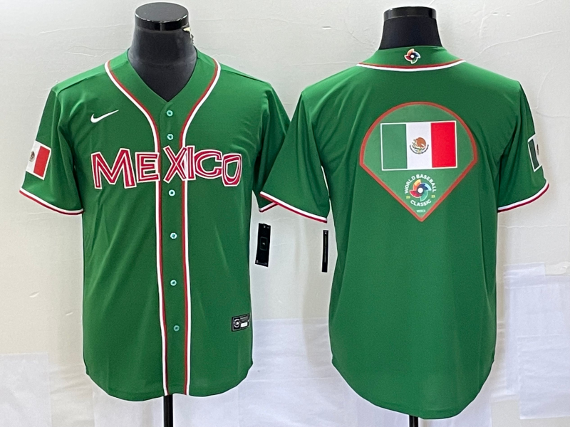 Men's 2023 World Baseball Classic Mexico Green Alternate Game Jerseys