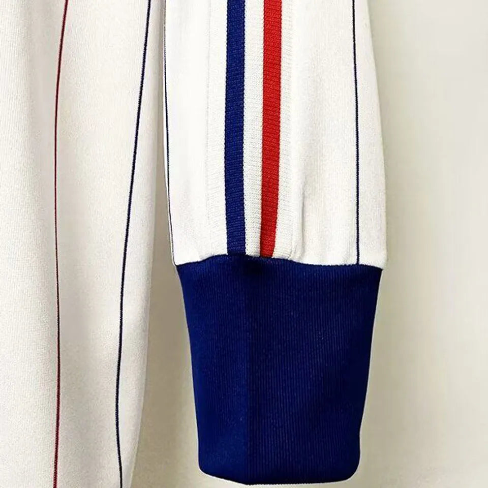 1980/82 France Away White Retro Long Sleeve Jersey Detail 3