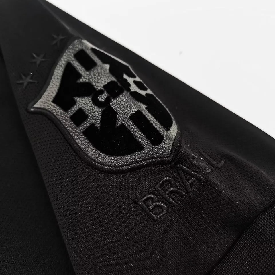 2013/14 Brazil 3rd All Black Retro Soccer Jersey Detail 2