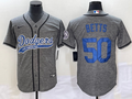 Men's Los Angeles Dodgers Mookie Betts #50 Gray Game Jerseys Joint Edition