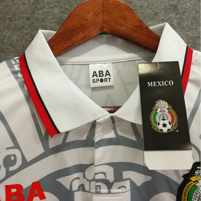 1998 Mexico Away Retro Long Sleeve Soccer Jersey Detail 3