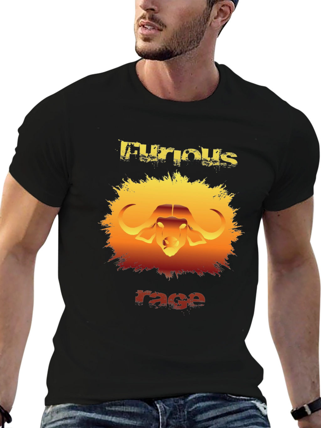 Furious Rage Graphic T-Shirt - Buffalo Design