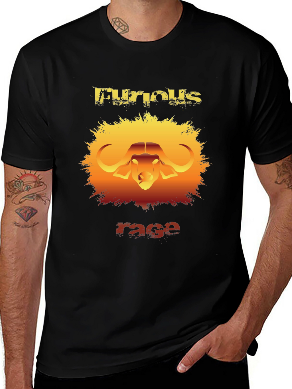 Furious Rage Graphic T-Shirt - Buffalo Design