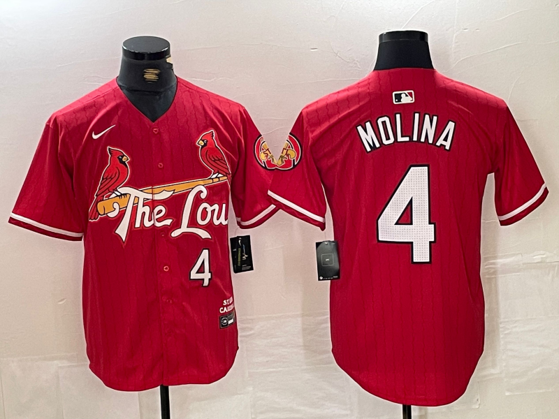 Men's St. Louis Cardinals Yadier Molina #4 Red 2024 City Connect Limited Player Jerseys