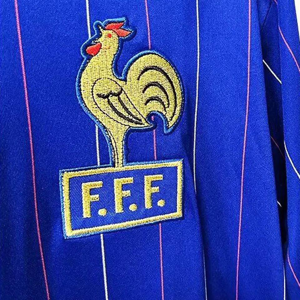 1980/82 France Home Blue Retro Long Sleeve Jersey Detail 2
