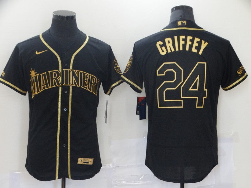 Men's Seattle Mariners Ken Griffey Jr. #24 Black Authentic Baseball Jerseys