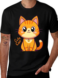 Cute Cat Graphic Tee - Black Unisex T-Shirt