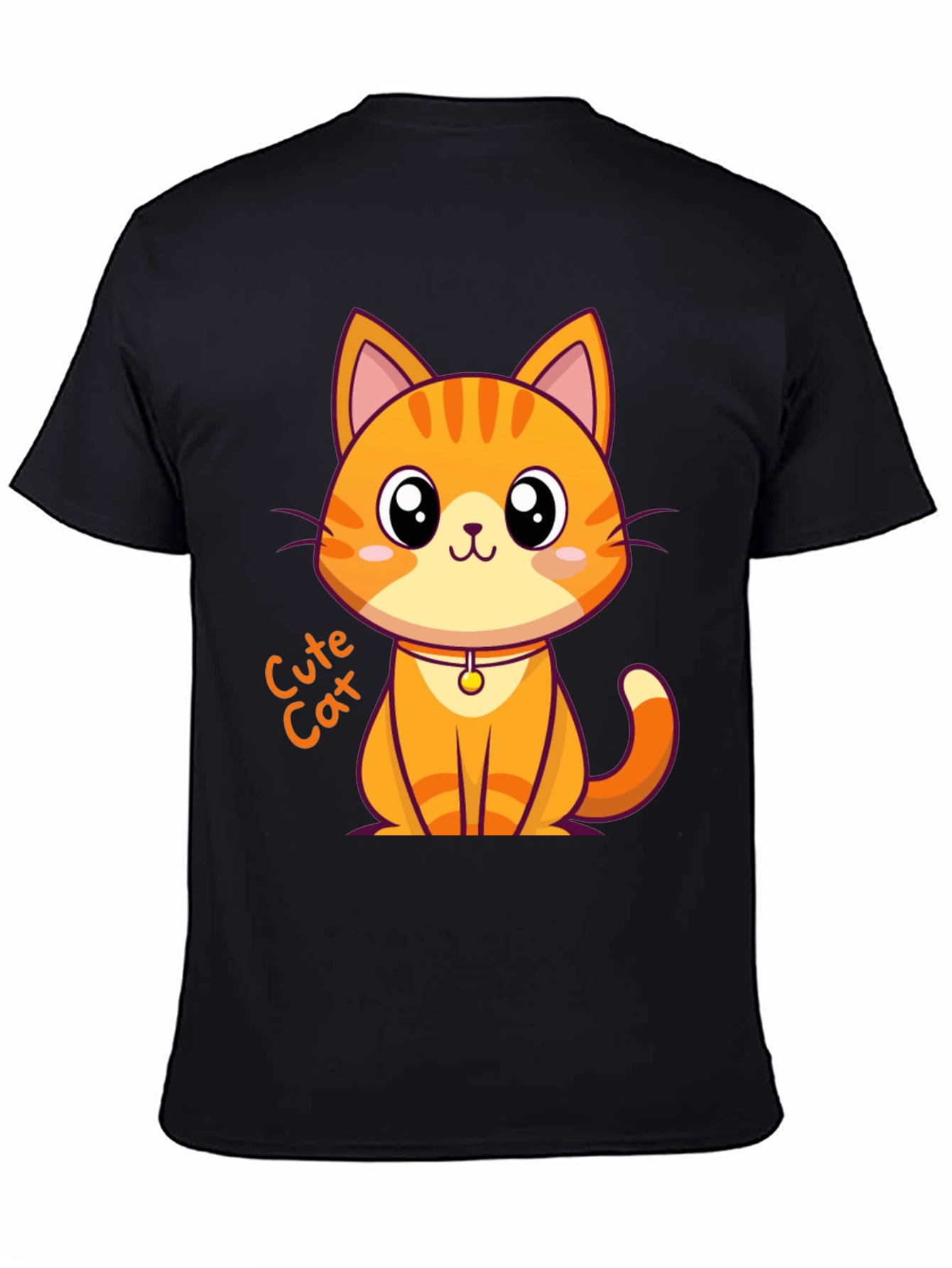 Cute Cat Graphic Tee - Black Unisex T-Shirt