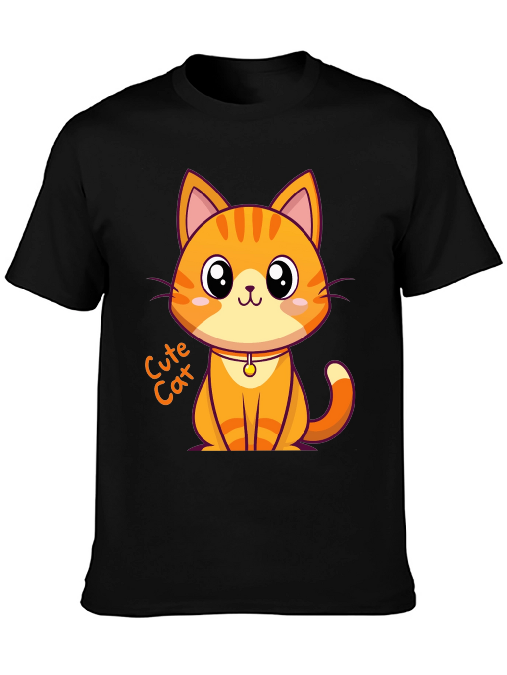 Cute Cat Graphic Tee - Black Unisex T-Shirt