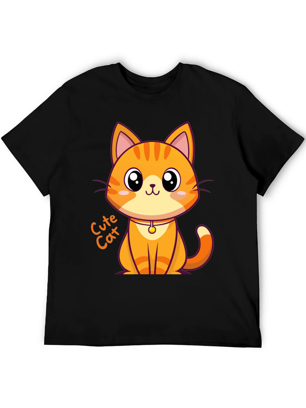 Cute Cat Graphic Tee - Black Unisex T-Shirt