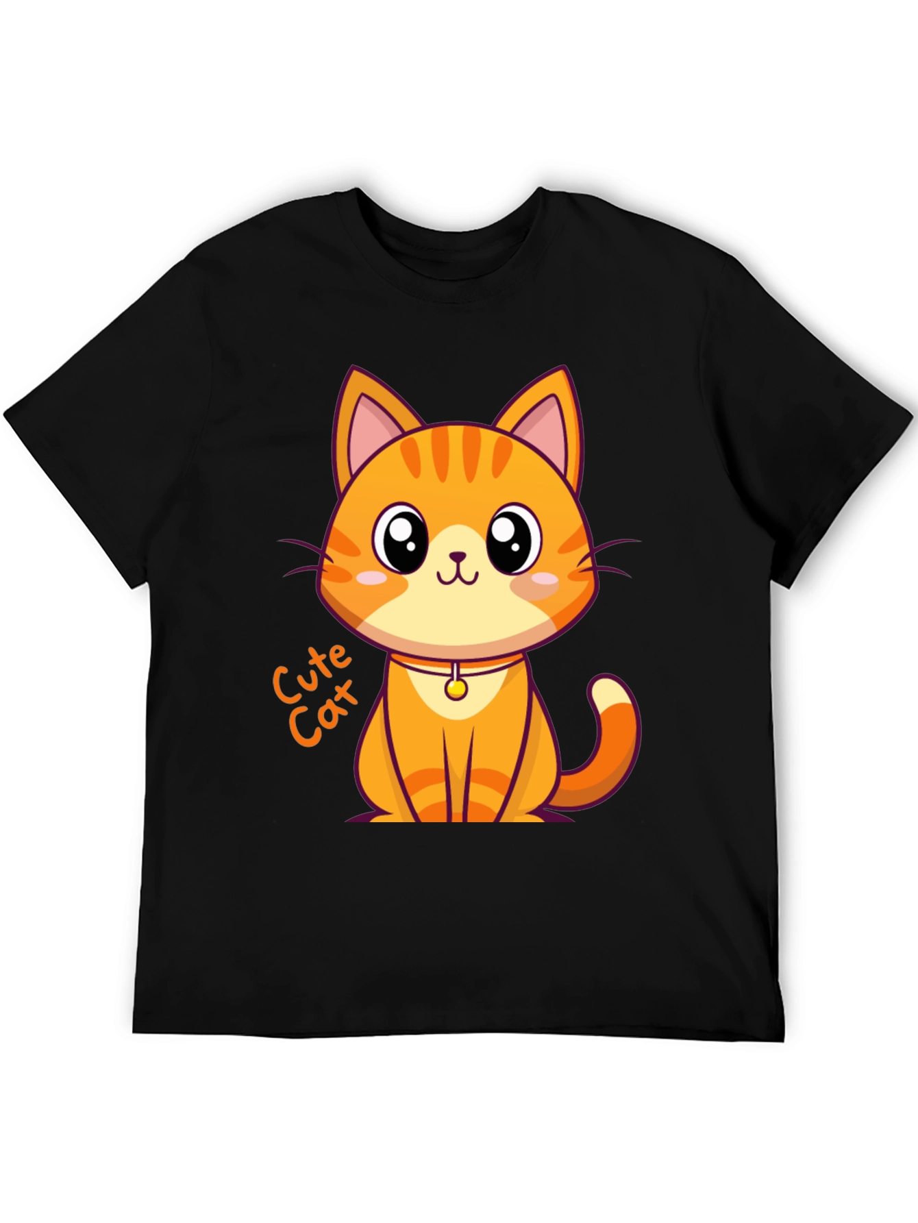 Cute Cat Graphic Tee - Black Unisex T-Shirt