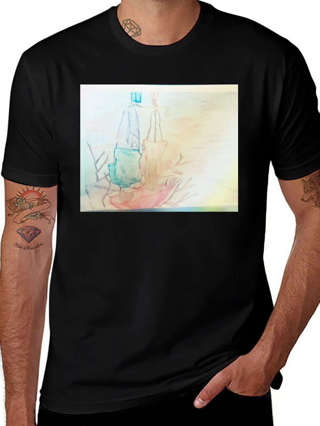 Unique Graphic Tee - Pencil Art Design