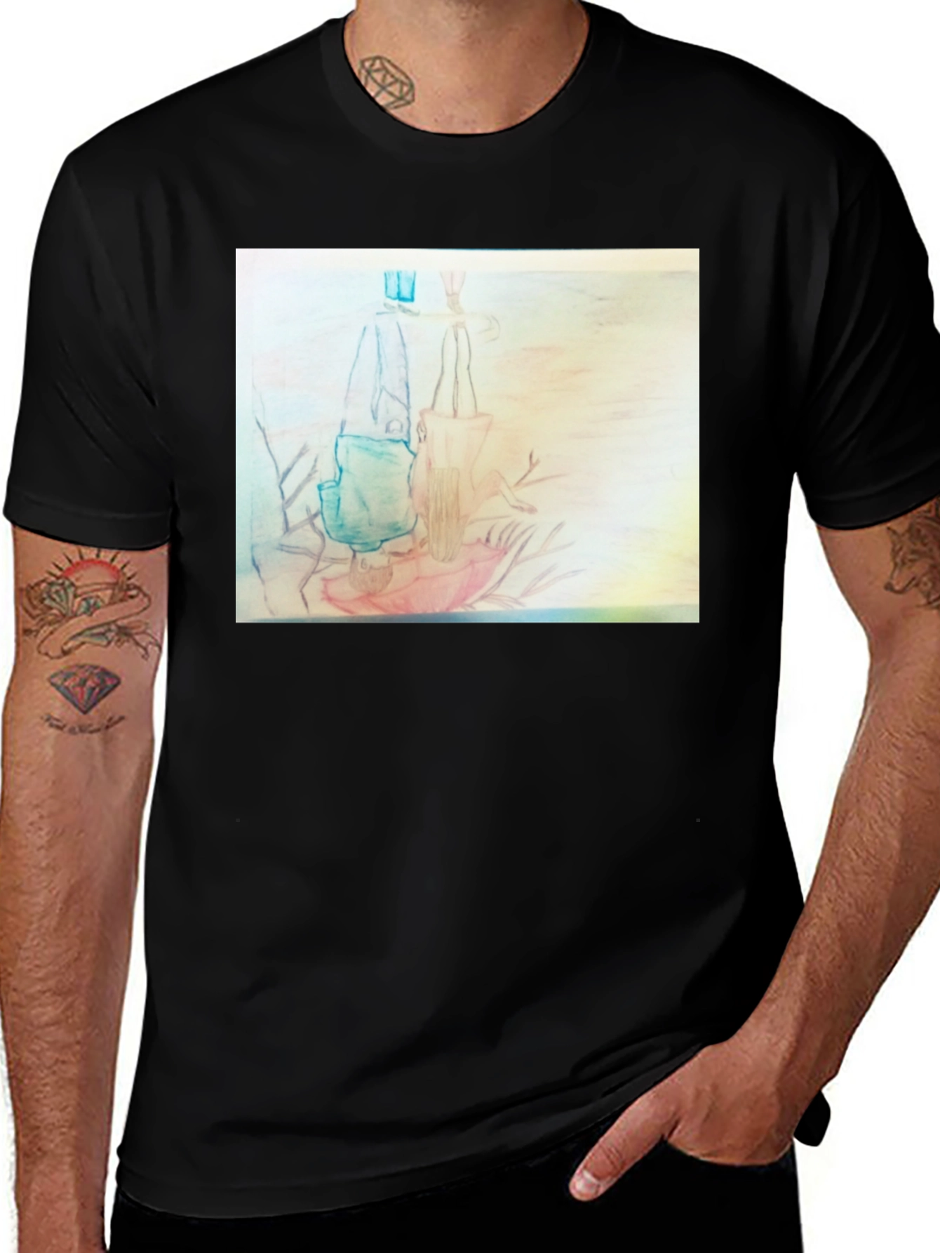 Unique Graphic Tee - Pencil Art Design