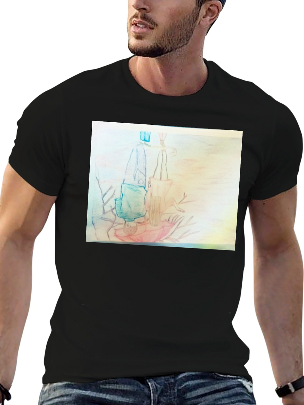 Unique Graphic Tee - Pencil Art Design