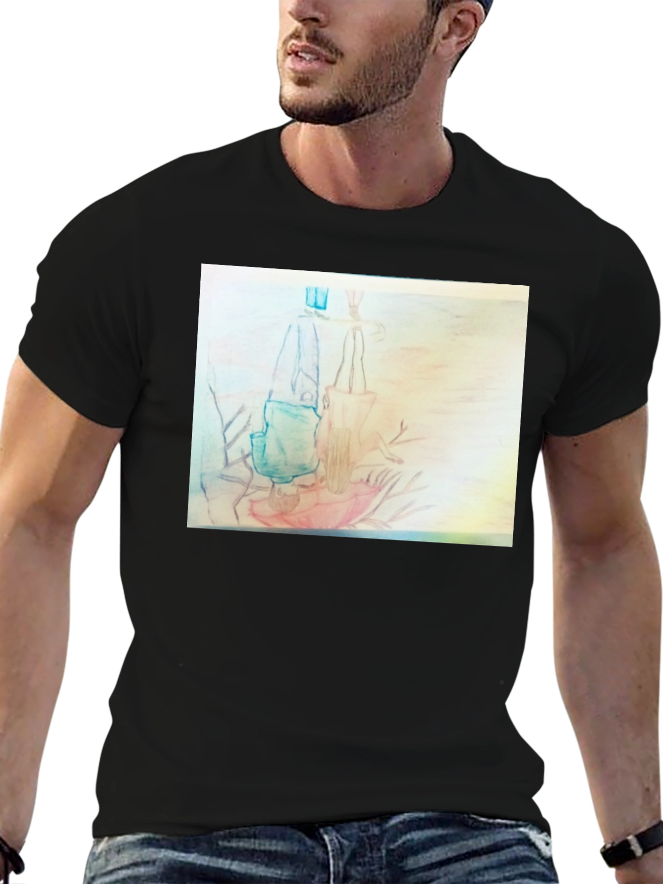 Unique Graphic Tee - Pencil Art Design