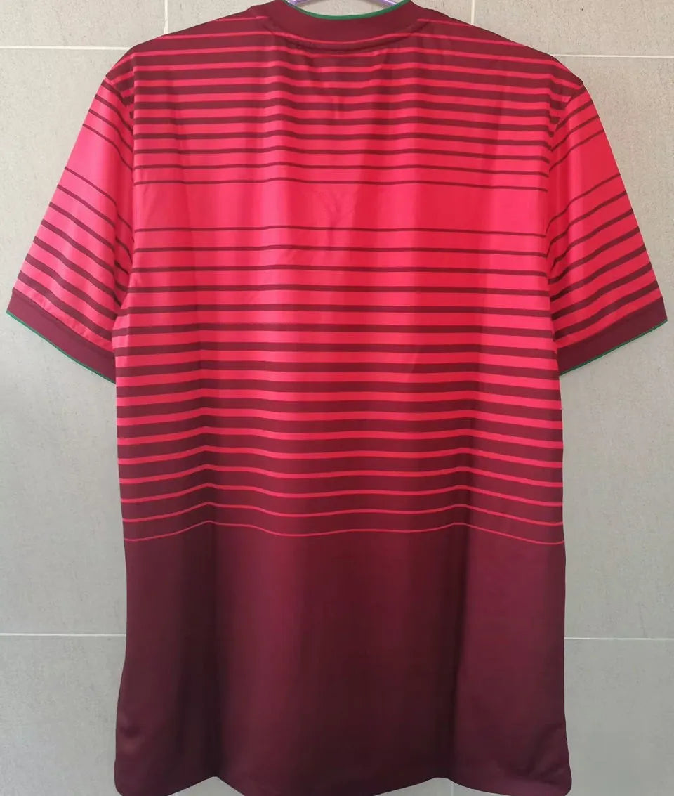 2014 Portugal Home Red Retro Soccer Jersey Back